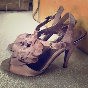 Beautiful dark champagne satin heels